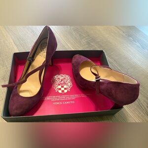 Women’s Vince Camito, plum suede heels, size 8